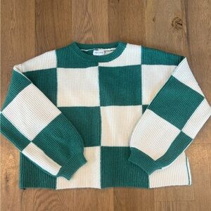 Vestique Green and White Checkered Sweater size Small